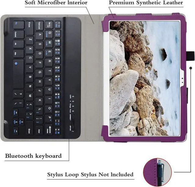 Alt view image 4 of 5 - Bige for Galaxy Tab A7 10.4 inch 2020 Keyboard Case,PU Leather Cover with Romovable Wireless Keyboard for Samsung Galaxy Tab A7 10.4 inch 2020 (SM-T500 /T505 /T507) Tablet,Purple, 10001962-3