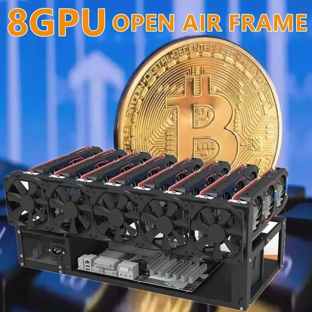 Alt view image 2 of 5 - Mining Rig Frame, Steel Open Air Miner Mining Frame Rig Case Up to 8 GPU for Crypto Coin Currency Bitcoin Mining Accessories Tools -Frame Only, Fans & GPU is not Included
