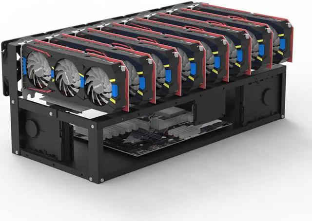 Alt view image 4 of 5 - Mining Rig Frame, Steel Open Air Miner Mining Frame Rig Case Up to 8 GPU for Crypto Coin Currency Bitcoin Mining Accessories Tools -Frame Only, Fans & GPU is not Included