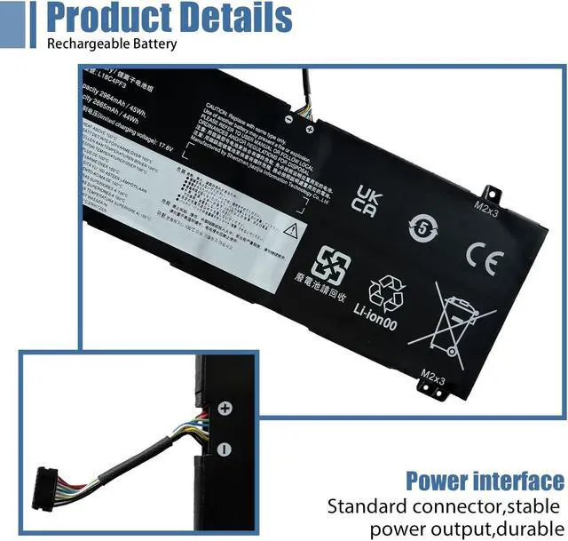 Alt view image 3 of 5 - VANPIR L18C4PF3 Laptop Battery 15.36V 45Wh 2865mAh Compatible with Lenovo ideapad C340-14API C340-14IML C340-14IWL S540-14API S540-14IML S540-14IWL Flex-14IML Series L18M4PF3 L18M4PF4 L18C4PF4