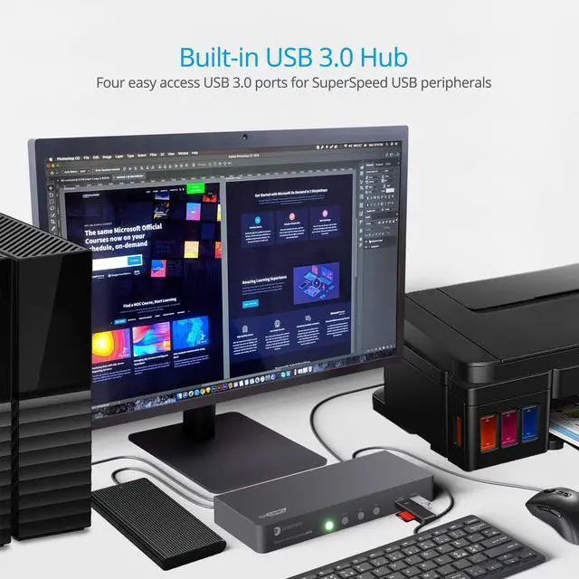 Alt view image 5 of 5 - gofanco Prophecy 4-Port DisplayPort 1.2 USB KVM Switch  4K @60Hz 4:4:4, 21.6Gbps, HDCP 1.3, USB Keyboard/Mouse, USB 3.0 Hub, MIC in, Stereo Out, Hotkeys, TAA Compliant (PRO-KVMDP-4Pv2)