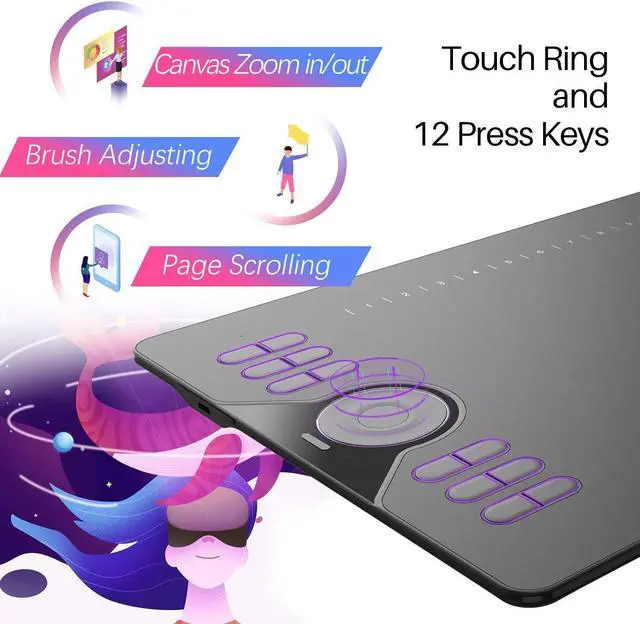 Alt view image 4 of 5 - Huion HS610 Graphics Drawing Tablet Android Devices Supported Tilt Function and Huion ST300 Adjustable Drawing Tablet Stand