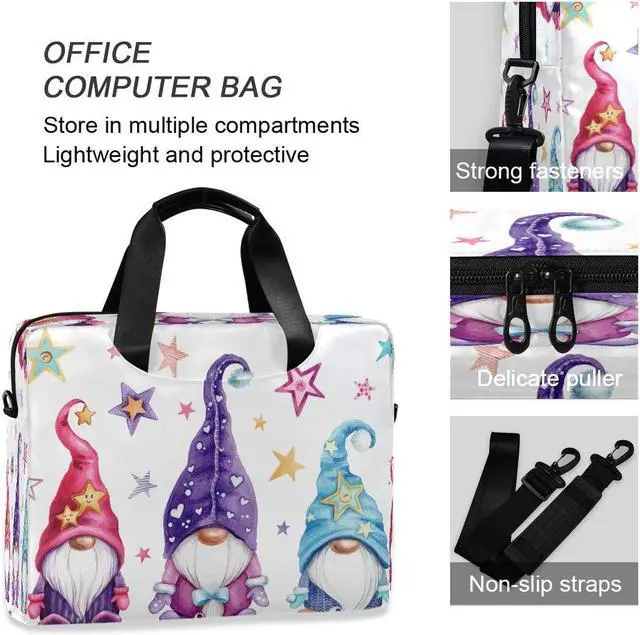 Alt view image 4 of 5 - HMZXZ Laptop Bag Watercolor Magic Gnomes Stars Laptop Sleeves Case for 13 14 15.6 Inch Computer Tablet Briefcases Carrying Case Shoulder Bag for Work