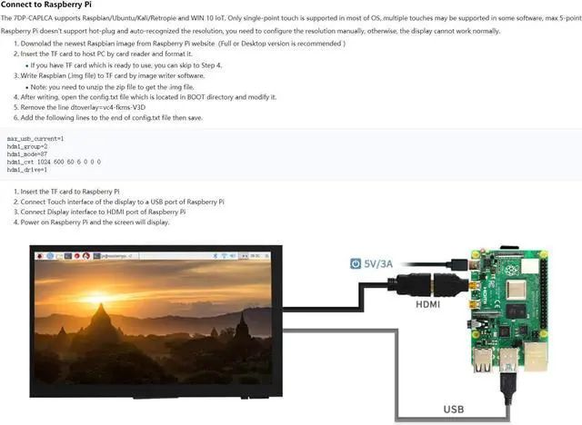Alt view image 3 of 5 - Ingcool 7 inch HDMI LCD 1024x600 Resolution Capacitive Touch Screen IPS Display Module Compatible with Raspberry Pi 4 3 2 1 B B+ A+, PC, Supports Windows 10/8.1/8 / 7