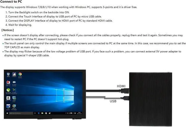 Alt view image 4 of 5 - Ingcool 7 inch HDMI LCD 1024x600 Resolution Capacitive Touch Screen IPS Display Module Compatible with Raspberry Pi 4 3 2 1 B B+ A+, PC, Supports Windows 10/8.1/8 / 7