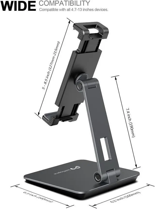 Alt view image 5 of 5 - Inifispce Surface Pro Stand - Heavy Duty Aluminum Alloy Tablet Stand for 4.7''-13'' Screens, iPad Pro 12.9/11, Samsung Galaxy Tabs and More (Dark Grey)