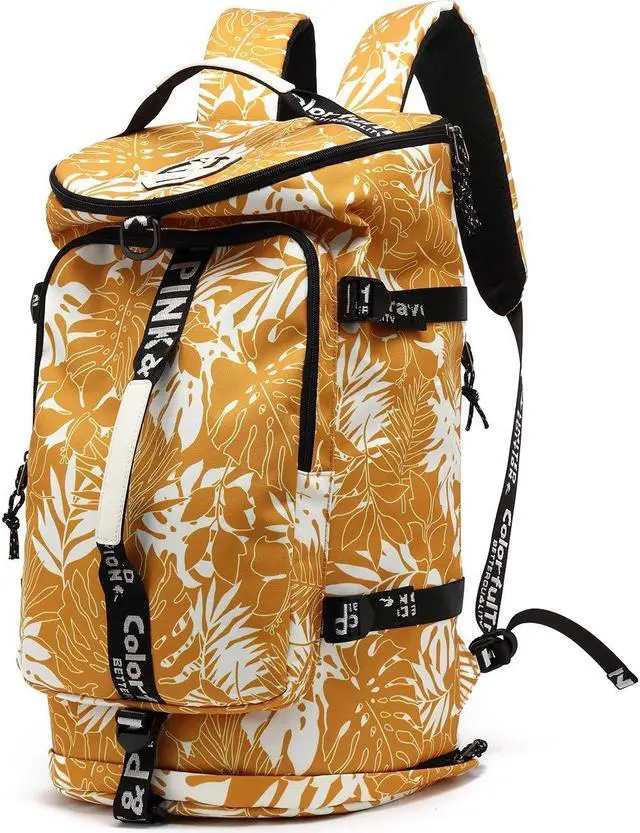 Main image of Kalesi Gym Duffle Bag Backpack 4-Way Waterproof with Shoes Compartment for travel Sport Hiking laptop (Mustard yellow)