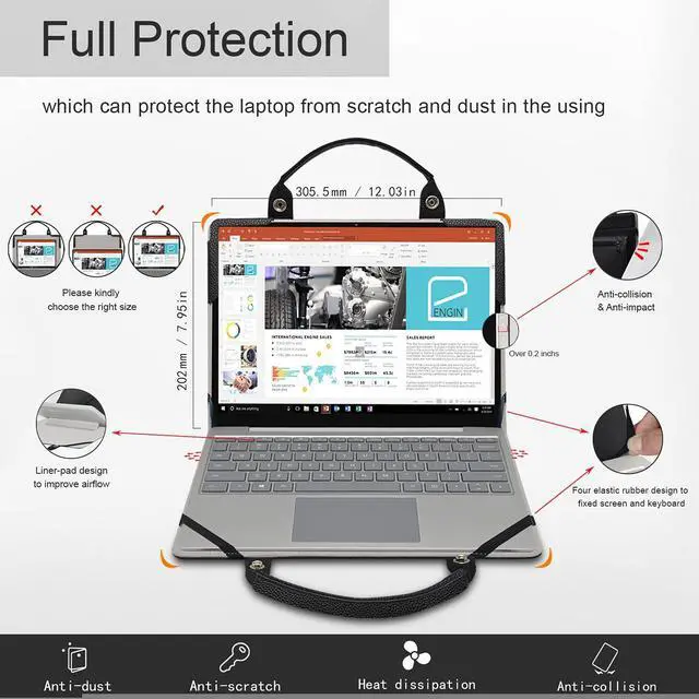 Alt view image 4 of 5 - Protective Case+Portable Bag for 13.3" Samsung Galaxy Book S/Ion 13 NP930XCJ/ Flex a 13 NP730QCJ/ Flex 2 Alpha 13 NP730QDA[Not fit Galaxy Book Flex 13 NP930QCG],Black