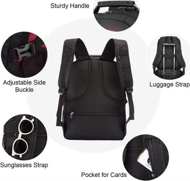 Alt view image 4 of 5 - LOVEVOOK Travel Laptop Backpack Waterproof Anti Theft Backpack with Lock and USB Charging Port Large 17-17.3 Inch Computer Business Backpack for Women Men Red
