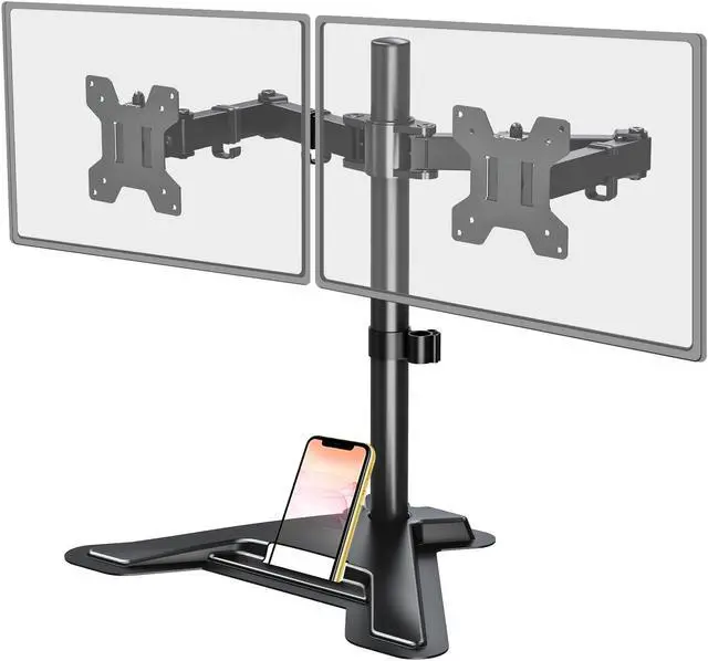 Main image of MOUNT PRO Dual Monitor Stand - Free Standing Full Motion Monitor Desk Mount Fits 2 Screens up to 27 inches,17.6lbs with Height Adjustable, Swivel, Tilt, Rotation, VESA 75x75 100x100, Black