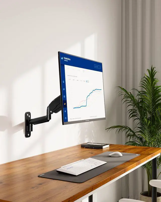 Alt view image 2 of 5 - MOUNT PRO Single Monitor Wall Mount for 13 to 32 Inch Computer Screens, Gas Spring Monitor Arm Holds Up to 17.6lbs, Full Motion Adjustable Wall Bracket, VESA Mount 75x75, 100x100, Black