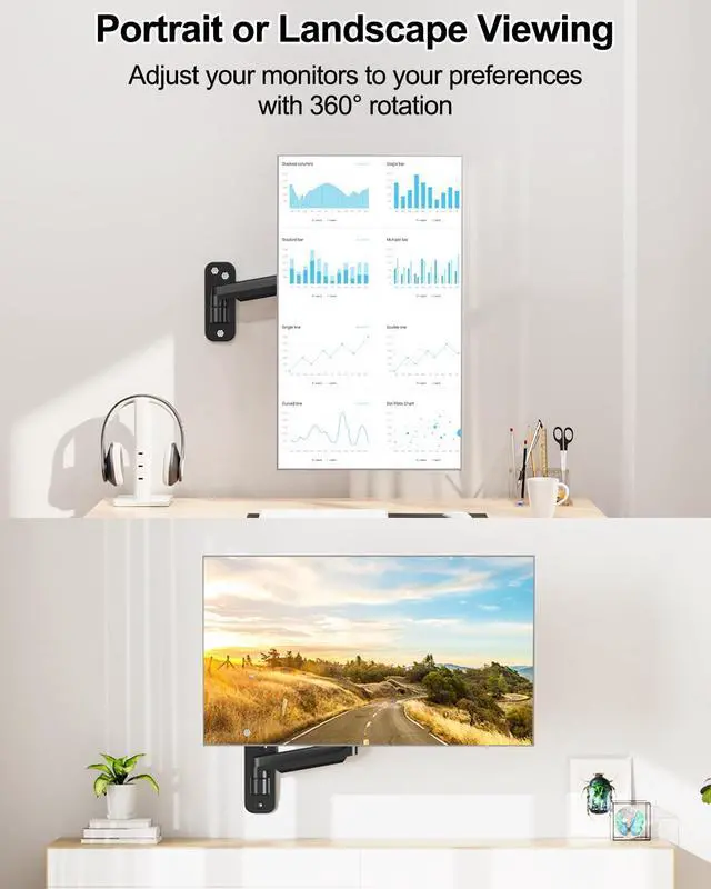 Alt view image 3 of 5 - MOUNT PRO Single Monitor Wall Mount for 13 to 32 Inch Computer Screens, Gas Spring Monitor Arm Holds Up to 17.6lbs, Full Motion Adjustable Wall Bracket, VESA Mount 75x75, 100x100, Black