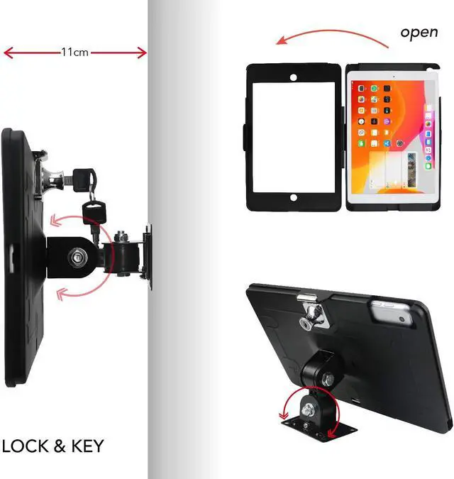 Alt view image 3 of 5 - WeSTRUGGLE Tablet On Wall Mount Bracket for iPad 10.2-Inch (9th,8th,7th Gen.),with Anti Theft Security Lock and Key, Rotate Design Arbitrary Adjustment,Multi Angle,Metal,(Black)