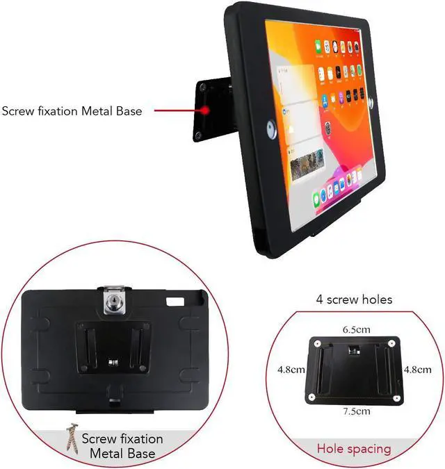 Alt view image 4 of 5 - WeSTRUGGLE Tablet On Wall Mount Bracket for iPad 10.2-Inch (9th,8th,7th Gen.),with Anti Theft Security Lock and Key, Rotate Design Arbitrary Adjustment,Multi Angle,Metal,(Black)