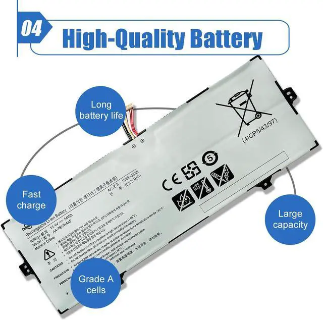 Alt view image 5 of 5 - Dentsing AA-PBSN4AF Battery Compatible with Samsung NP930SBE NP930SBE-K01CN NT930SBE NT930SBE-K38 Series Notebook 15.4V 54Wh 3530mAh 4Cells