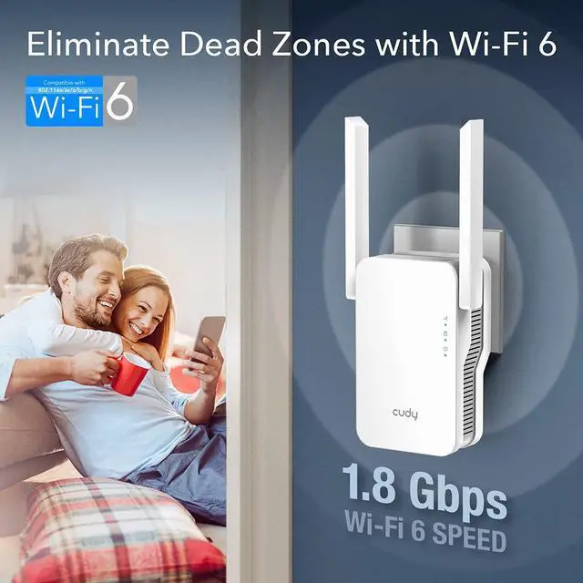 Alt view image 3 of 5 - Cudy New AX1800 Mesh WiFi 6 Extender Internet Booster, WiFi 6 Range Extender Covers up to 2000 sq.ft and 30 Devices, Dual Band Repeater up to 1.8Gbps Speed, AP Mode, Gigabit Port, RE1800