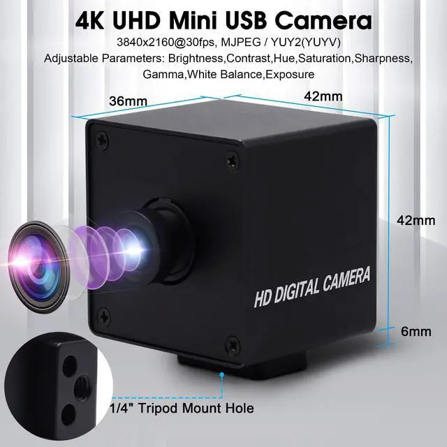 Alt view image 4 of 5 - SVPRO USB Webcam 4K Camera 30fps Ultra HD PC Cam,Pro Streaming Camera with Sony IMX317 Sensor, Desktop Laptop USB Camera for Windows Linux Mac Android (3.6mm Lens Fixed Focus)