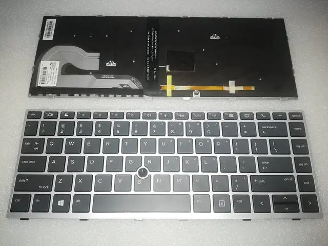 Alt view image 2 of 5 - SOUTHERNINTL New Repalcement for HP EliteBook 745 840 G5 G6 US Keyboard Backlit with Silver Frame & Mouse Point L11307-001 L14377-001 L11308-001 L14378-001