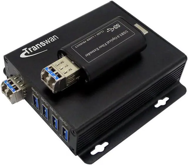 Alt view image 3 of 5 - Transwan USB 3.0 Hub Fiber Optic Extender to Max 250 Meters with 10 Gbps SFP Module, USB 3.0 Splitter 1 to 4 Ports Over 2 Fibers, Supports 5 Gbps Super-Speed, Supports Kinect Devices & HD Camera etc