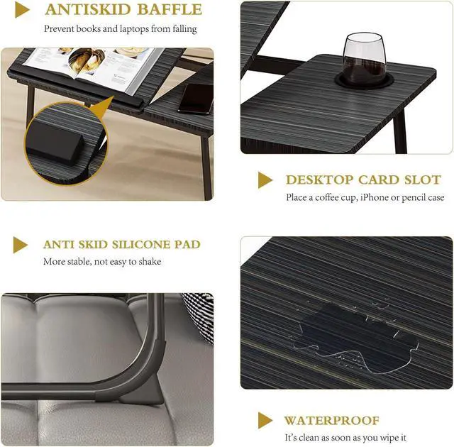 Alt view image 3 of 5 - YPRNM Bed Desk for Laptop, Foldable Laptop Table for Bed and Sofa, Bed Trays for Eating and Laptops with Cup Holder, 5 Levels of Adjustable Height