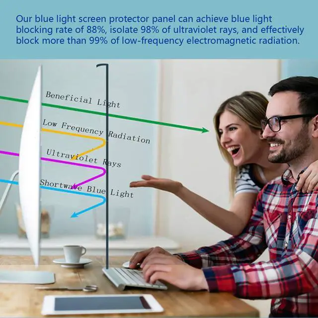 Alt view image 2 of 5 - Blue Light Screen Protector for 23-24 Inch LED PC Monitor, Scratch-Resistant Computer Screen Blue Light Blocker, Filter - 2 Pack (W 21.3" x H 13.4")