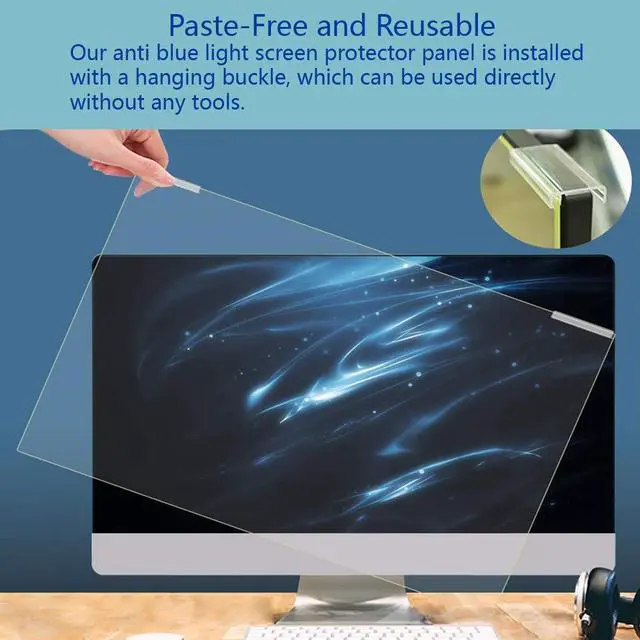 Alt view image 3 of 5 - Blue Light Screen Protector for 23-24 Inch LED PC Monitor, Scratch-Resistant Computer Screen Blue Light Blocker, Filter - 2 Pack (W 21.3" x H 13.4")