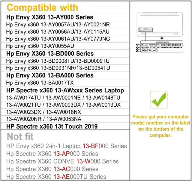 Alt view image 2 of 5 - Honeymoon Case Cover for Hp Envy X360 13-AY/BD/BA Series 13.3 Inch Case,PU Leather Folio Hard Case for hp Envy x360 13-ay0008na 13" Series Laptop,S025-13-Black