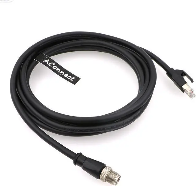 Alt view image 2 of 5 - AConnect M12-RJ45-XCode-Ethernet-Shielded-Industrial-Waterproof-Cable for Cognex Industrial Camera M12 8Pin X-Code Male to RJ45 Cat6a Flexible 9.8Ft|3M