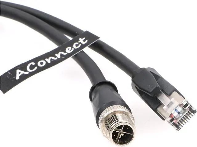 Alt view image 3 of 5 - AConnect M12-RJ45-XCode-Ethernet-Shielded-Industrial-Waterproof-Cable for Cognex Industrial Camera M12 8Pin X-Code Male to RJ45 Cat6a Flexible 9.8Ft|3M