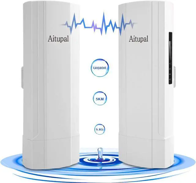 Main image of Aitupal 5.8G Gigabit 1Gbps High Speed Wireless Bridge, Point to Point WiFi Outdoor CPE with 14dBi High-Gain Antenna, 5KM Long Range Working Distance Support starlink Router,48V PoE