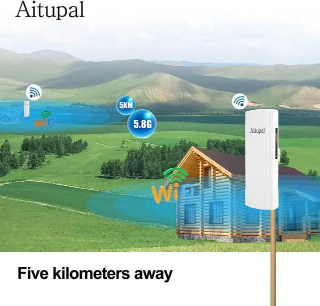 Alt view image 5 of 5 - Aitupal 5.8G Gigabit 1Gbps High Speed Wireless Bridge, Point to Point WiFi Outdoor CPE with 14dBi High-Gain Antenna, 5KM Long Range Working Distance Support starlink Router,48V PoE