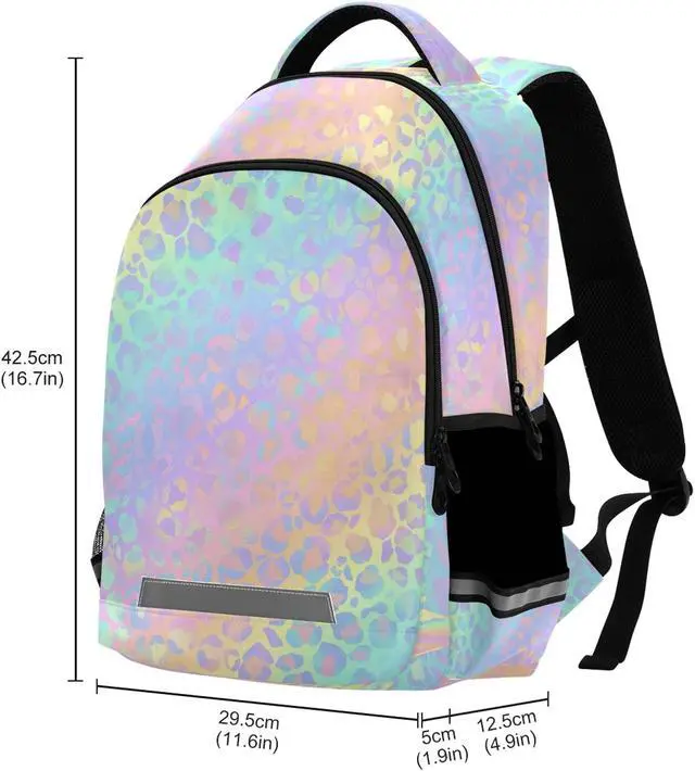 Alt view image 3 of 5 - ALAZA Rainbow Leopard Print Cheetah Backpack Purse for Girls Boys Kids Women Personalized Laptop Notebook Tablet School Bag Stylish Casual Daypack, 13 14 15.6 inch