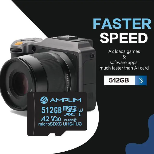 Alt view image 2 of 5 - Amplim 512GB Micro SD Card | MicroSD Memory Plus Adapter | Extreme High Speed 170MB/S A2 MicroSDXC U3 Class 10 V30 UHS-I for Nintendo, GoPro Hero, Surface, Phone, Camera Cam, Tablet