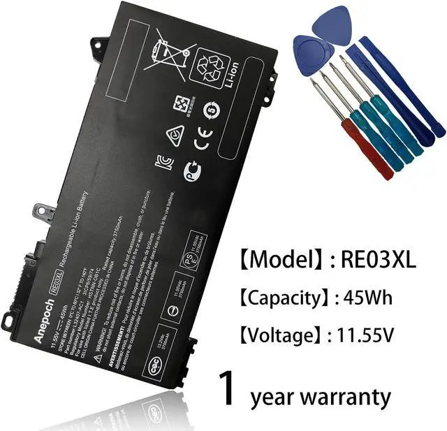 Alt view image 2 of 5 - Anepoch RE03XL Laptop Battery Compatible with HP ProBook 430 440 445 450 455R G6 G7 Serie Notebook HSTNN-OB1C HSTNN-UB7R HSTNN-DB9A L32407-AC1 L32407-2B1 L32407-541 L32656-005 11.55V 45Wh 3750mAh