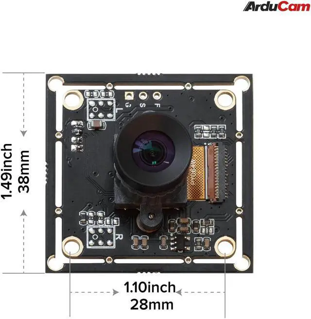 Alt view image 2 of 5 - Arducam 2MP Global Shutter USB Camera, 50fps OV2311 Monochrome UVC Webcam Module with Low Distortion M12 Lens Without Microphones, Compatible with Windows, Linux, Android and Mac OS