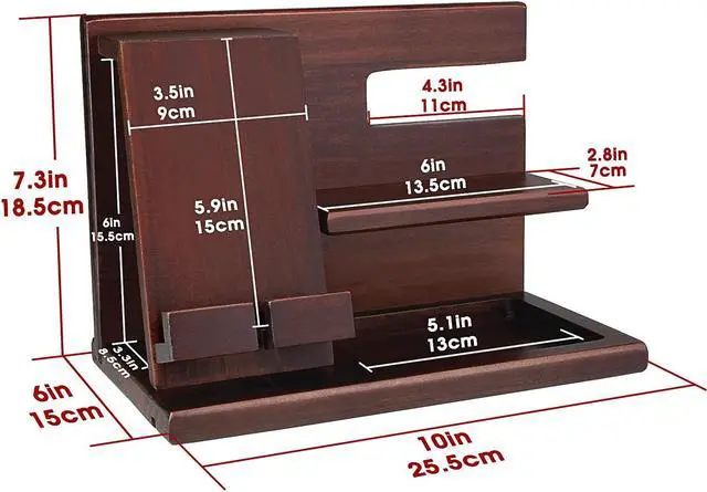 Alt view image 3 of 5 - Wood Phone Docking Station For Men - Wooden Nightstand Organizer - Personalized Idea For Him, Husband, Boyfriend, Dad, Son, Boss, Colleague - Perfect For Anniversary, Birthday, Christmas, Fathers Day