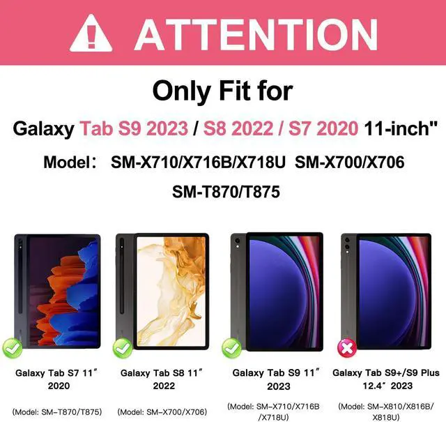 Alt view image 2 of 5 - BATYUE Galaxy Tab S9 Case - Protective Case for 11-inch Galaxy Tab S9 / Galaxy Tab S8 / Galaxy Tab S7 and Galaxy Tab S9 FE 10.9-inch with Pencil Holder/Rotating Stand/Shoulder Strap - Colourful Pink