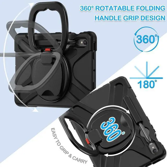 Alt view image 3 of 5 - BATYUE Case for Samsung Galaxy Tab S9 FE 10.9" inch 2023, for Galaxy Tab S9 11" inch 2023, for Galaxy Tab S8/S7 Case with S Pen Holder/Rotating Stand/Shoulder Strap, Black