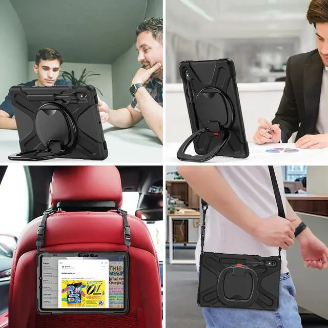 Alt view image 5 of 5 - BATYUE Case for Samsung Galaxy Tab S9 FE 10.9" inch 2023, for Galaxy Tab S9 11" inch 2023, for Galaxy Tab S8/S7 Case with S Pen Holder/Rotating Stand/Shoulder Strap, Black