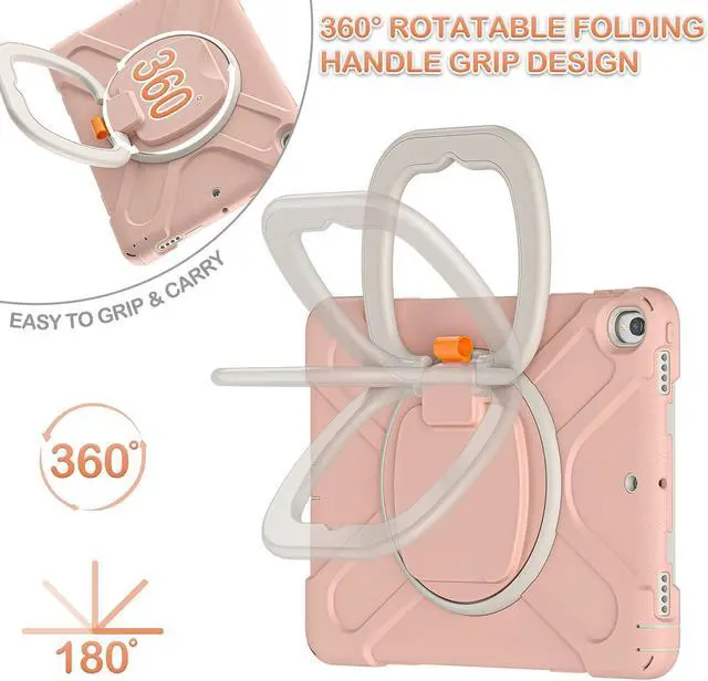 Alt view image 2 of 5 - BATYUE 10.5 inch Case for ipad pro 2017 Released/ipad Air 3rd Generation 2019 Released;Rugged Heavy Duty Protective Cover with Pencil Holder,360deg Swivel Stand,Shoulder Strap;for Kids (Rose Gold)