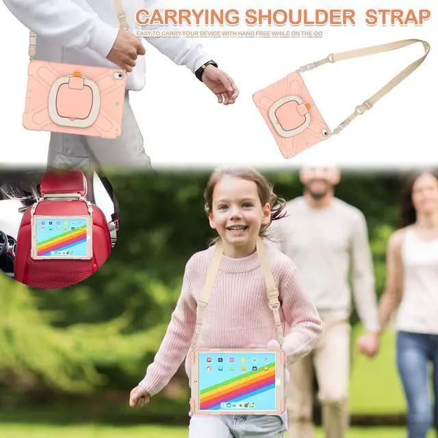 Alt view image 5 of 5 - BATYUE 10.5 inch Case for ipad pro 2017 Released/ipad Air 3rd Generation 2019 Released;Rugged Heavy Duty Protective Cover with Pencil Holder,360deg Swivel Stand,Shoulder Strap;for Kids (Rose Gold)