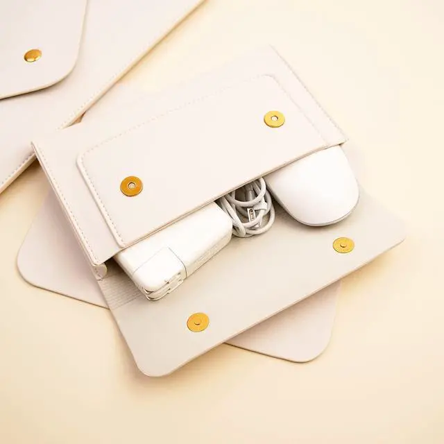 Alt view image 4 of 5 - Benfan Laptop Sleeve 15 Inch Compatible with New MacBook Pro 15, MacBook Pro 16, Surface Book 15, Dell XPS 15 with Small Pouch, Mouse Pad and Cord Organizer, Color White