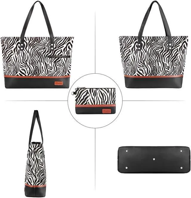 Alt view image 3 of 5 - Laptop Tote Bag for Women Large Canvas Womens Briefcase Waterproof Computer Bag Work Bags for Women Fits 15.6 inch Laptop