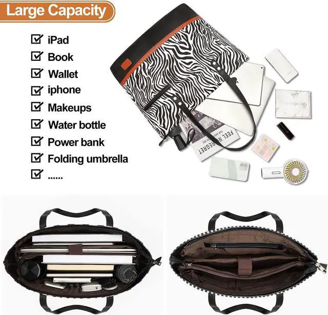 Alt view image 5 of 5 - Laptop Tote Bag for Women Large Canvas Womens Briefcase Waterproof Computer Bag Work Bags for Women Fits 15.6 inch Laptop