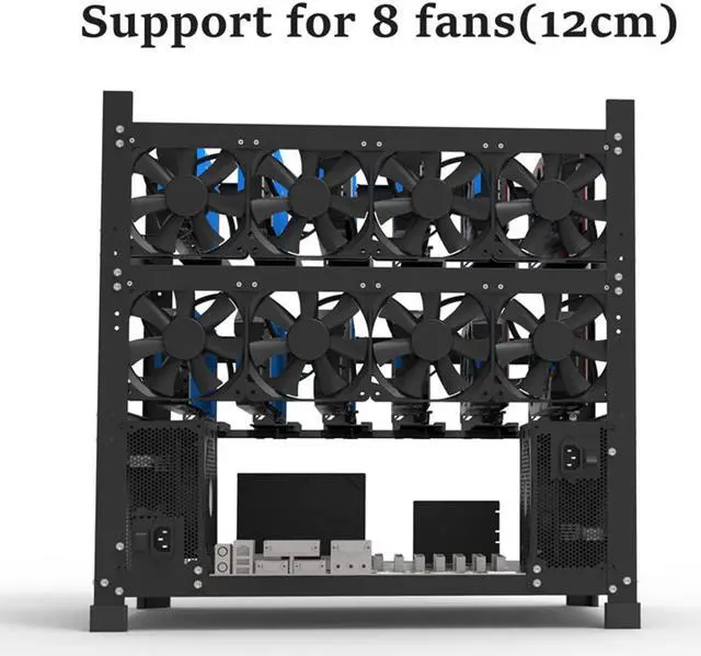 Alt view image 2 of 5 - Mining Rig Frame for 12GPU, Steel Open Air Miner Mining Frame Rig Case, Support to Dual Power Supply for Crypto Coin Currency Bitcoin ETH ETC ZEC Mining Tools - Frame Only, Fans & GPU is not Included
