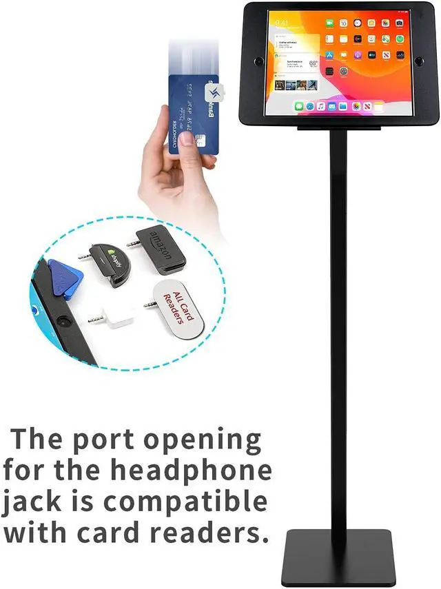Alt view image 4 of 5 - CarrieCathy Anti-Theft Security Kiosk POS Floor Stand Holder Enclosure for 10.2" 2021 iPad 9th Gen 2020 iPad 8th Gen 2020 iPad 8th Gen 2019 iPad 7th Gen, Flip & 360deg Swivel Design