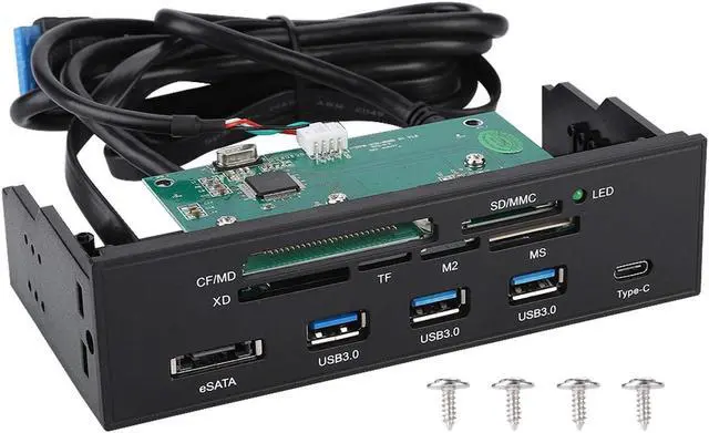 Main image of Internal Card Reader, 5.25inches USB 3.0 Interface Multifunction Internal Card Reader Dashboard PC Front Panel with eSATA and USB 3.1 Port, Support M2, MSO, Memory, MS, XD, 64G CF Card