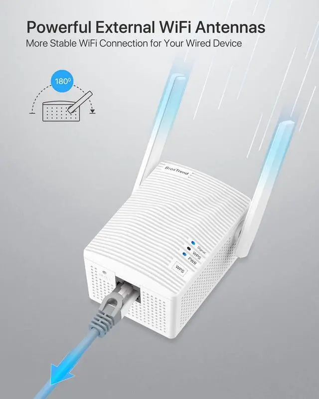 Alt view image 5 of 5 - BrosTrend Dual Band 1200Mbps WiFi Bridge, Convert Your Wired Device to Wireless Network, Works with Any Ethernet-Enabled Devices, WiFi to Ethernet Adapter with Standard RJ45 LAN Port, Easy Setup