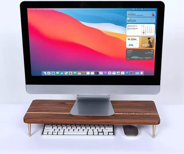 Alt view image 4 of 5 - Monitor Stand Wood Riser Computer Monitor A Sturdy Computer Stand to Elevate Your Screen and Reduce Eye Strain and Maintain Body Position (Walnut Wood)