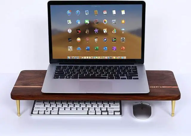 Alt view image 5 of 5 - Monitor Stand Wood Riser Computer Monitor A Sturdy Computer Stand to Elevate Your Screen and Reduce Eye Strain and Maintain Body Position (Walnut Wood)